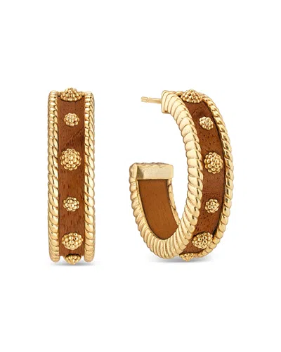 CAPUCINE DE WULF BERRY TEAK WOOD MEDIUM HOOP EARRINGS