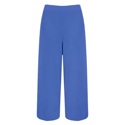 CARA & THE SKY WOMEN'S MARTHA WIDE LEG CO ORD KNITTED TROUSERS - BLUE
