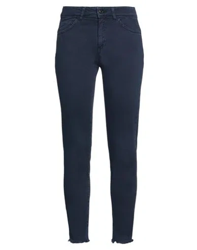 CARACTERE CARACTÈRE WOMAN PANTS NAVY SIZE 29 COTTON, ELASTANE