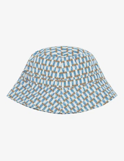 CARAMEL BLUE GEO PRINT CEDRUS STRIPE COTTON BUCKET HAT XS