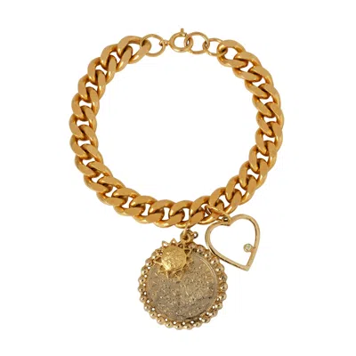 CARAMEL VINTAGE JEWELLERY WOMEN'S GOLD VINTAGE COIN HEART BRACELET