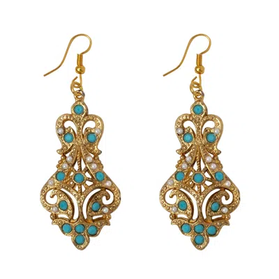 CARAMEL VINTAGE JEWELLERY WOMEN'S GOLD VINTAGE LILLIBETH EARRINGS TURQOIUSE