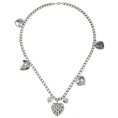 CARAMEL VINTAGE JEWELLERY WOMEN'S VINTAGE SILVER PLATED HEART AMOUR NECKLACE