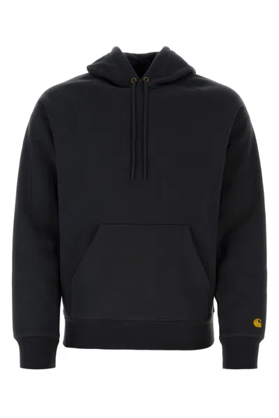 CARHARTT BLACK COTTON BLEND HOODED CHASE SWEAT