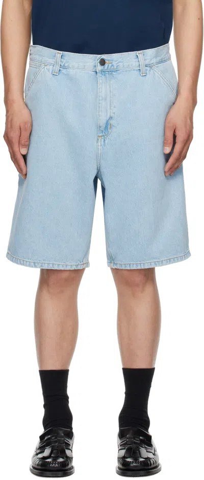 CARHARTT BLUE SINGLE KNEE DENIM SHORTS