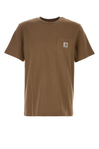 CARHARTT BROWN COTTON S/S POCKET T-SHIRT