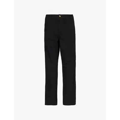 CARHARTT MENS BLACK BRAND-PATCH STRAIGHT-LEG REGULAR-FIT COTTON-CANVAS TROUSERS