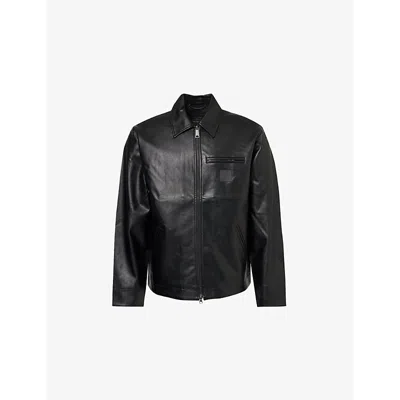 CARHARTT IP MENS BLACK DETROIT REGULAR-FIT FAUX-LEATHER JACKET