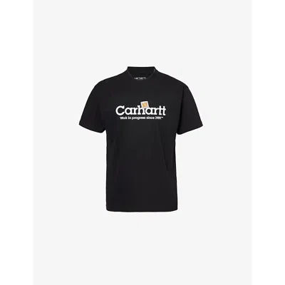 CARHARTT MENS BLACK SCRIPT CREWNECK COTTON-JERSEY T-SHIRT