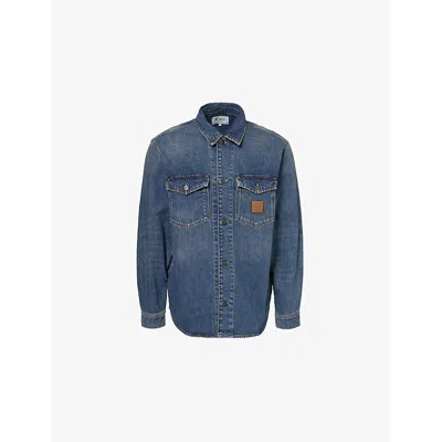 CARHARTT MENS LINCOLN FLAP-POCKET DENIM SHIRT MID BLUE