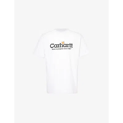 CARHARTT MENS WHITE SCRIPT CREWNECK COTTON-JERSEY T-SHIRT