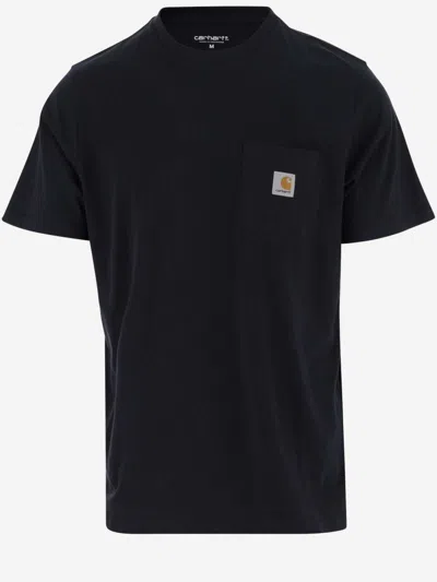 CARHARTT MEN NAVY BLUE LOGO COTTON T-SHIRT, S LUXURY T-SHIRTS FOR MEN DARVEYS