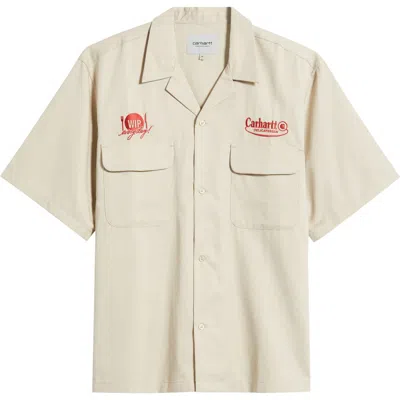 CARHARTT CARHARTT WORK IN PROGRESS DELI EMBROIDERED SHORT SLEEVE COTTON BUTTON-UP SHIRT