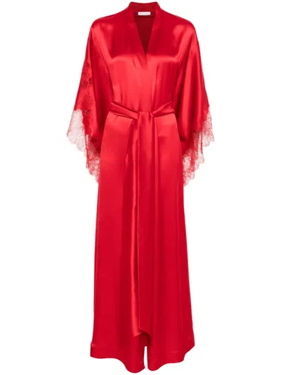 CARINE GILSON CALAIS CAUDRY-LACE SILK DRESSING GOWN