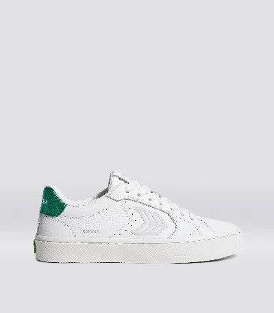 CARIUMA SALVAS WHITE PREMIUM LEATHER ICE LOGO METALLIC GREEN SNEAKER MEN