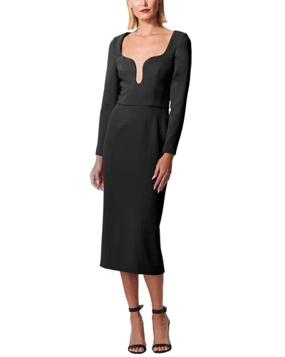 CAROLINA HERRERA CAROLINA HERRERA 3/4-SLEEVE U-NECK MIDI DRESS