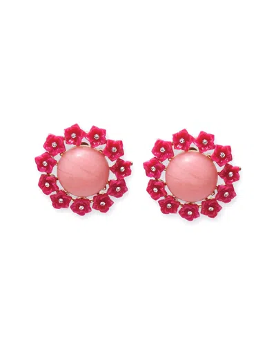 CAROLINA HERRERA CAROLINA HERRERA CABOCHON & FLOWER STUD EARRINGS