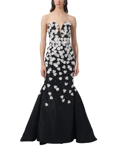 CAROLINA HERRERA CAROLINA HERRERA EMBELLISHED DEEP V COLUMN TRUMPET SILK GOWN