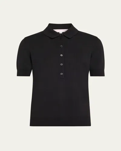 CAROLINA HERRERA SHORT-SLEEVE SILK-BLEND POLO SHIRT