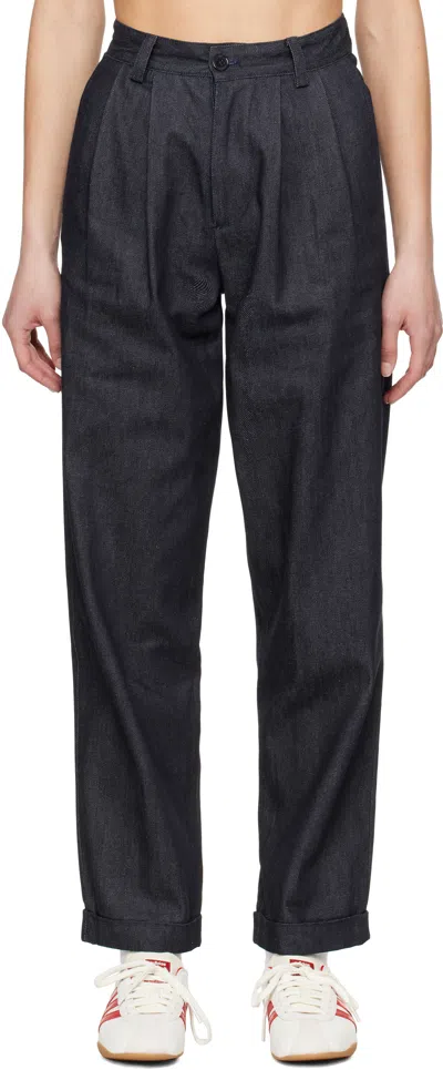 CARTER YOUNG NAVY PLEATED JEANS