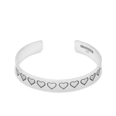 CARTERGORE WOMEN'S STERLING SILVER ETCHED HEARTS BANGLE MEDIUM SIZE