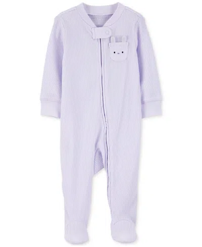 CARTER'S BABY GIRLS BUNNY RIBBED SLEEP & PLAY PAJAMAS