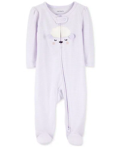 CARTER'S BABY GIRLS LAMB 2-WAY-ZIPPER COTTON SLEEP AND PLAY FOOTED COVERALL