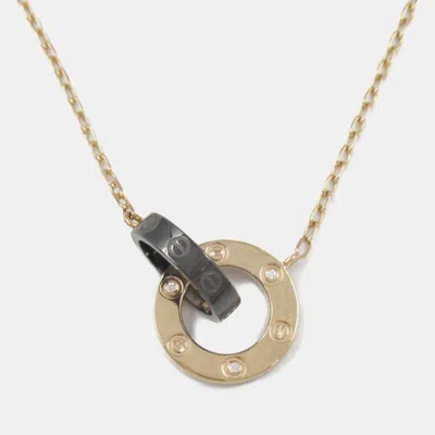 CARTIER 18K ROSE GOLD DIAMOND CERAMIC LOVE NECKLACE