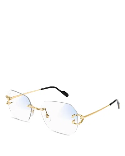 CARTIER C DECOR 24K GOLD PLATED BLUE LIGHT & UV RECTANGULAR GLASSES, 57MM