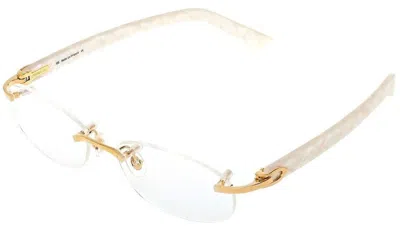 CARTIER CARTIER C DÉCOR RIMLESS PEARLESCENT WHITE FRAME WITH GOLD TRIM EYEGLASSES
