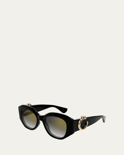 CARTIER C-LOGO ACETATE BUTTERFLY SUNGLASSES