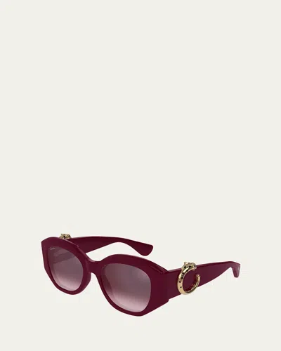 CARTIER C-LOGO ACETATE BUTTERFLY SUNGLASSES