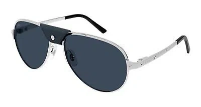 CARTIER CARTIER CT0034S-016 SILVER SILVER BLUE SUNGLASSES