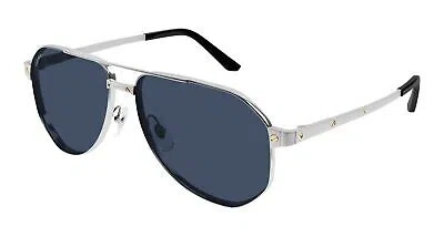CARTIER CARTIER CT0461S-002 SILVER SILVER BLUE SUNGLASSES