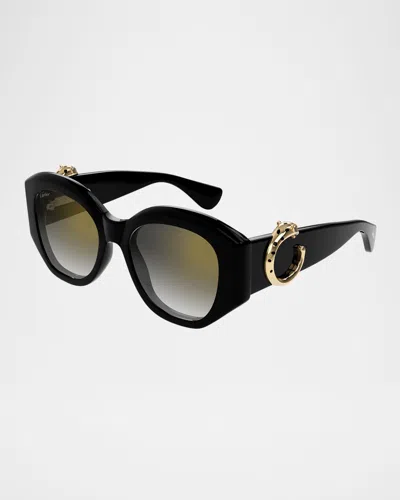 CARTIER C-LOGO ACETATE BUTTERFLY SUNGLASSES