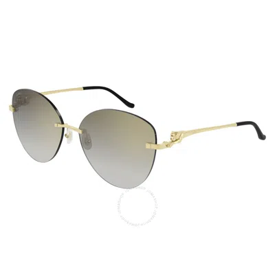 CARTIER OPEN BOX - CARTIER PANTHERE DE CARTIER GREY BUTTERFLY LADIES SUNGLASSES CT0269S 001 60
