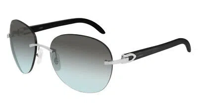 CARTIER CARTIER GREY LENS WITH BUFFALO HORN MEN'S SUNGLASSES CT0025RS 001