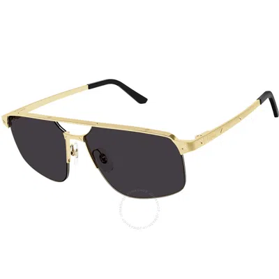 CARTIER CARTIER GREY NAVIGATOR MEN'S SUNGLASSES CT0385S 001 60