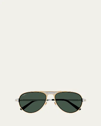 CARTIER MEN'S CT0533SM METAL AVIATOR SUNGLASSES