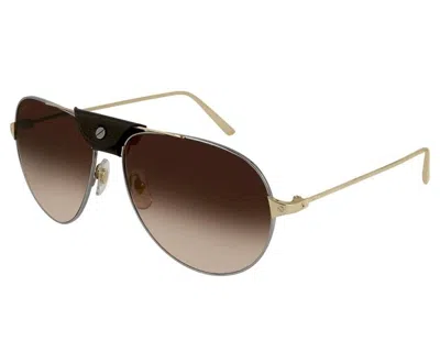 CARTIER CARTIER PILOT BROWN LENS RUTHENIUM GOLD 61-16-135MM MEN'S SUNGLASSES CT0038S 008