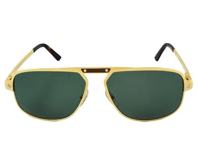 CARTIER CARTIER PILOT GREEN LENS GOLD RIM 60-14-140MM MEN'S SUNGLASSES CT0102S 003