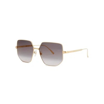 CARTIER CARTIER SANTOS DE CARTIER GOLD-TONE SQUARE-FRAME, SUNGLASSES, GOLD