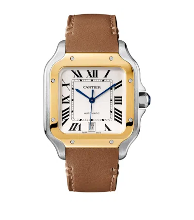 CARTIER STAINLESS STEEL AND YELLOW GOLD SANTOS DE CARTIER WATCH