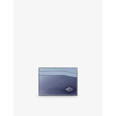 CARTIER WOMENS BLUE AND GRAY CARTIER LOSANGE DOUBLE-CARD LEATHER CARD HOLDER