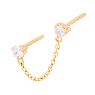 CARTILAGE CARTEL WOMEN'S DOUBLE SPARKLE CHAIN STUD GOLD