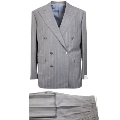 CARUSO CARUSO LIGHT GREY WOOL DOUBLE BREASTED BLAZER SIZE 50 $1395