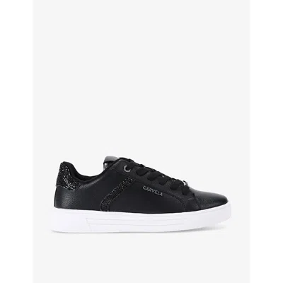 CARVELA WOMENS BLACK DAZE JEWEL-EMBELLISHED FAUX-LEATHER LOW-TOP TRAINERS EUR 36 / 3 UK
