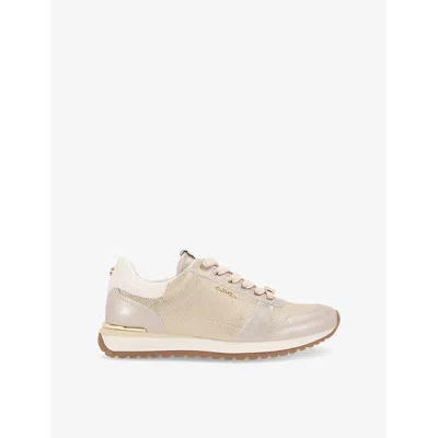 CARVELA WOMENS GOLD FLORENCIA METALLIC FAUX-LEATHER LOW-TOP TRAINERS EUR 38/5 UK