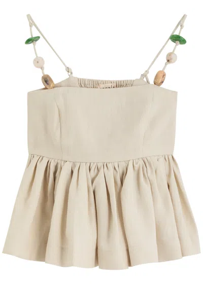 CASA RAKI CASA RAKI JUSTINA EMBELLISHED LINEN TOP