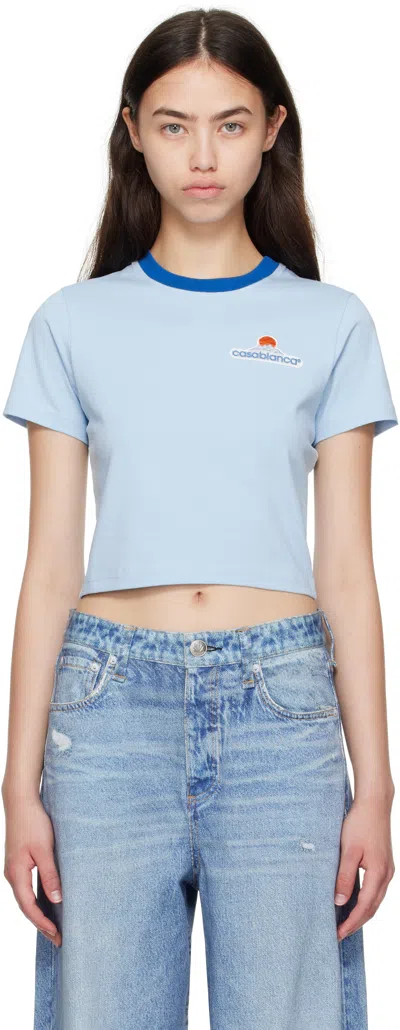 CASABLANCA BLUE MONTAGNE CROPPED T-SHIRT